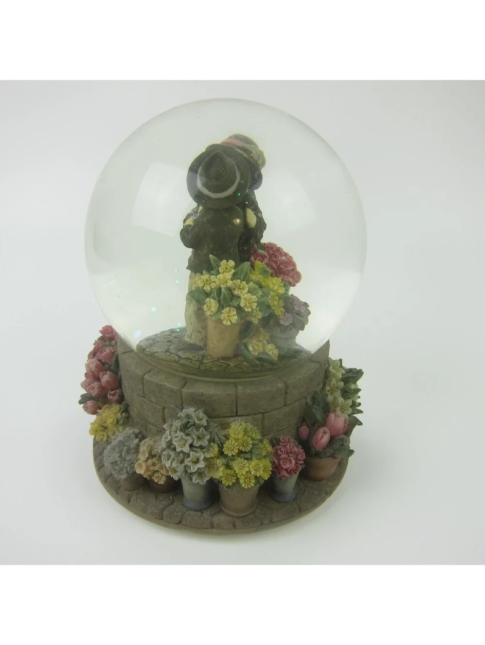 Vintage Musical Snow Globe Puppy Love Boy & Girl 5.5